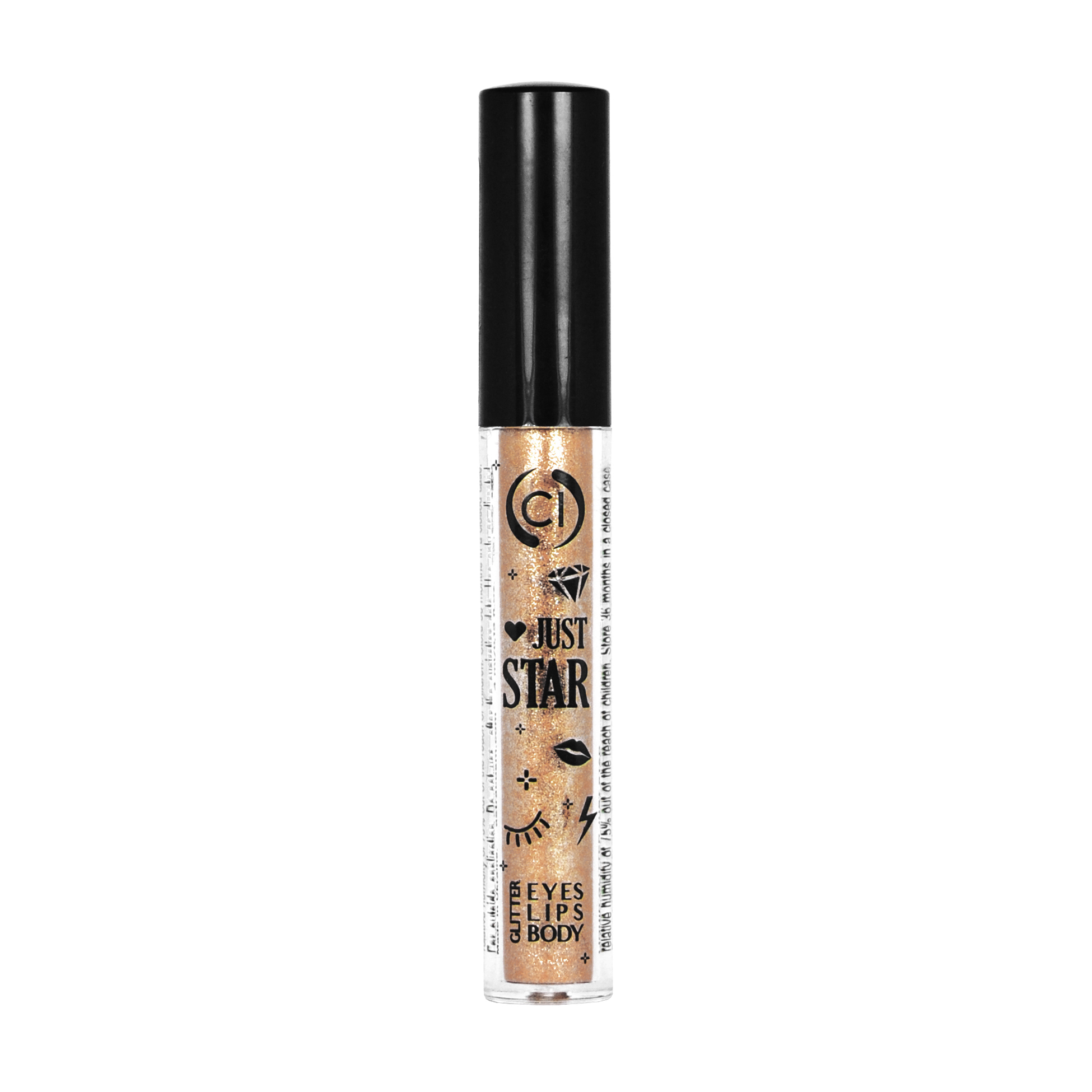 Рідкий глітер для обличчя, очей та губ Colour Intense Just Star Glitter Eyes, Lips, Body 104 Crystal Gold, 4 мл